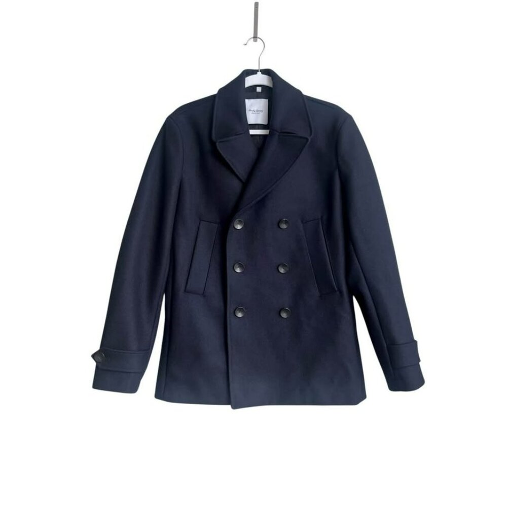 Hardy Amies Savile Row 100% Wool Navy Peacoat